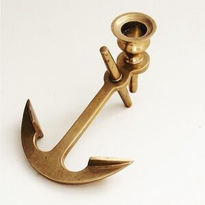 Vintage Solid Brass Anchor Candle Holder